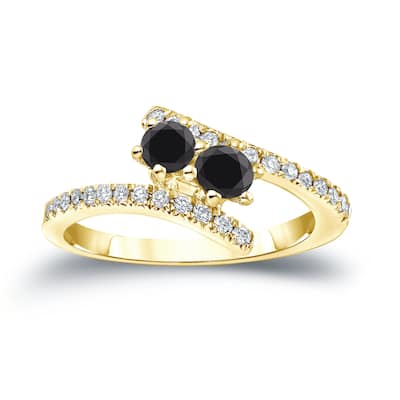 14k Gold Round 3/4ct TDW Black Diamond Engagement Ring by Auriya (SI2-SI3)