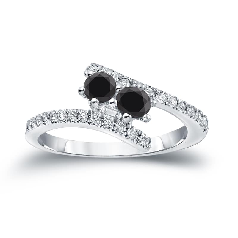 14k Gold Round 3/4ct TDW Black Diamond Engagement Ring by Auriya (SI2-SI3)