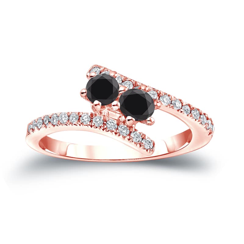 14k Gold Round 3/4ct TDW Black Diamond Engagement Ring by Auriya (SI2-SI3)