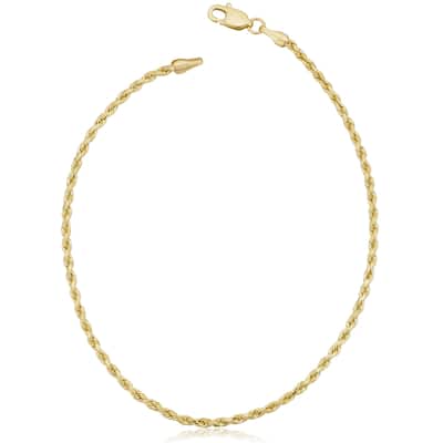 Fremada 14k Yellow Gold 1.7-mm Solid Rope Chain Bracelet (7.5 or 8.5 inches)