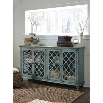 Signature Design by Ashley Mirimyn Blue Accent Cabinet - 68.5" W x 15.88" D x 37.88" H