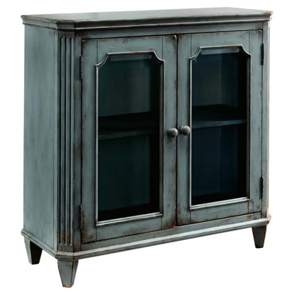 slide 2 of 10, Mirimyn Antique Teal Accent Cabinet