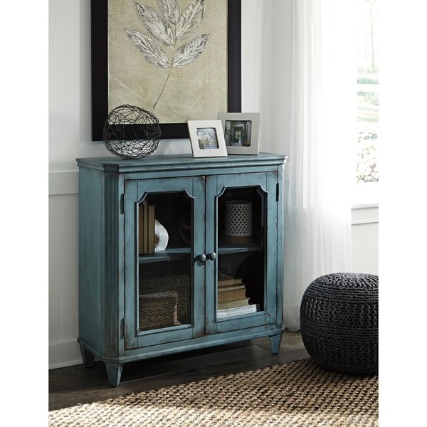 Signature Design By Mirimyn Antique Teal Accent Cabinet Credenza