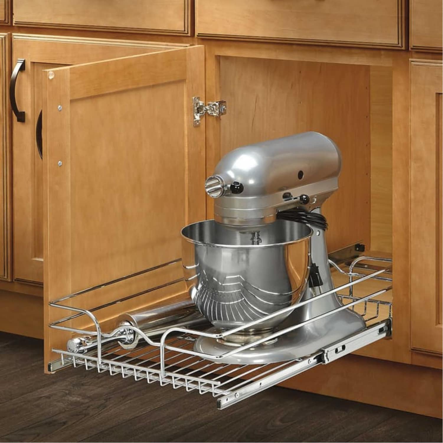 Rev-A-Shelf 5WB2-2122-CR 2-Tier 21-Inch Wire Basket Pull Out Cabinet  Organizer, Chrome