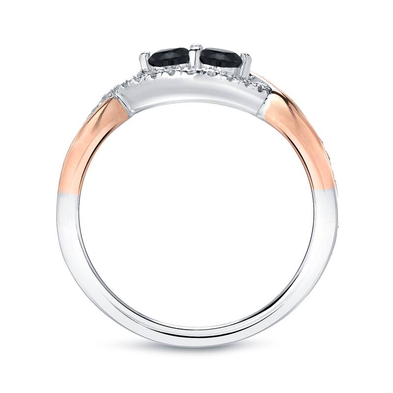 14k Two-Tone Rose Gold 1/2ct TDW 2-Stone Black Diamond Ring by Auriya