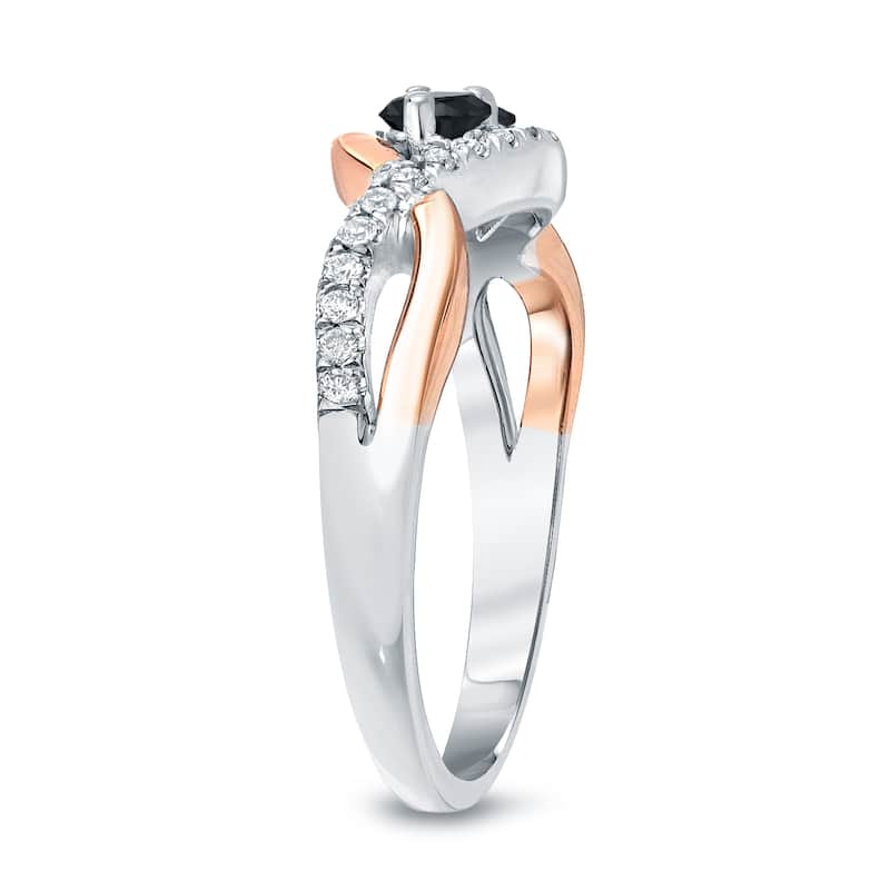 14k Two-Tone Rose Gold 3/4ct TDW Infinity 2-Stone Black Diamond Ring by Auriya (SI2-SI3)