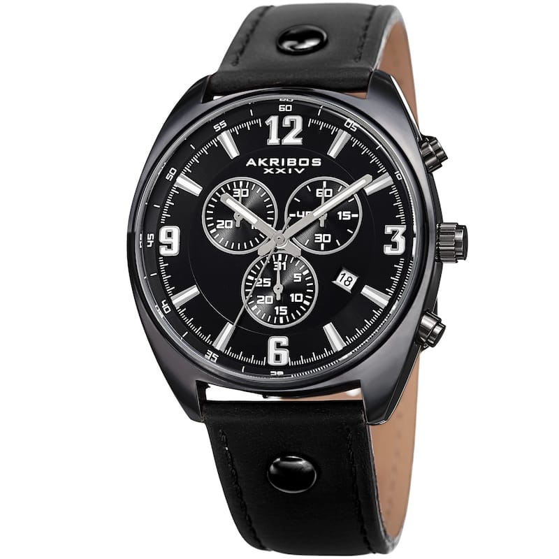 Akribos XXIV Men's Swiss Quartz Chronograph Multifunction Brown/Blue Strap Watch