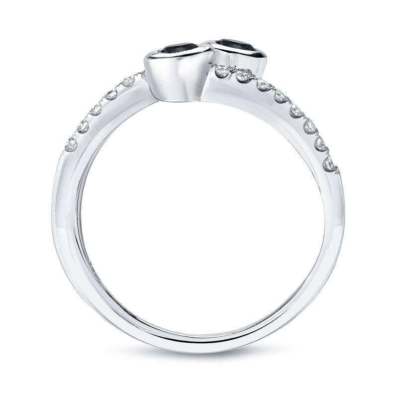 Auriya 14k Gold 1/2ctw Modern 2-stone Bezel Black Diamond Engagement Ring
