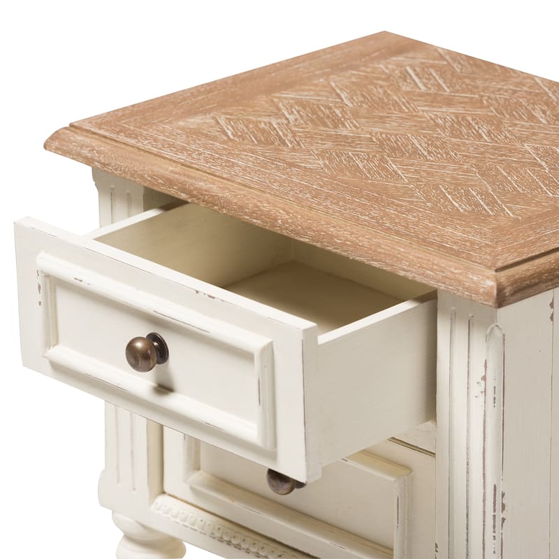 The Gray Barn Windy Knob Weathered Oak and White Wash Nightstand