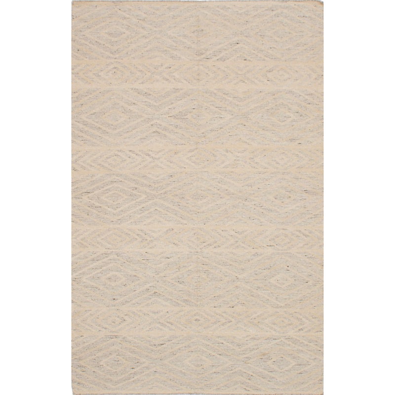 Flat-weave Tribeca M10023 Yellow Wool Kilim - 4' x 6'/4'0" x 6'0" - Yellow