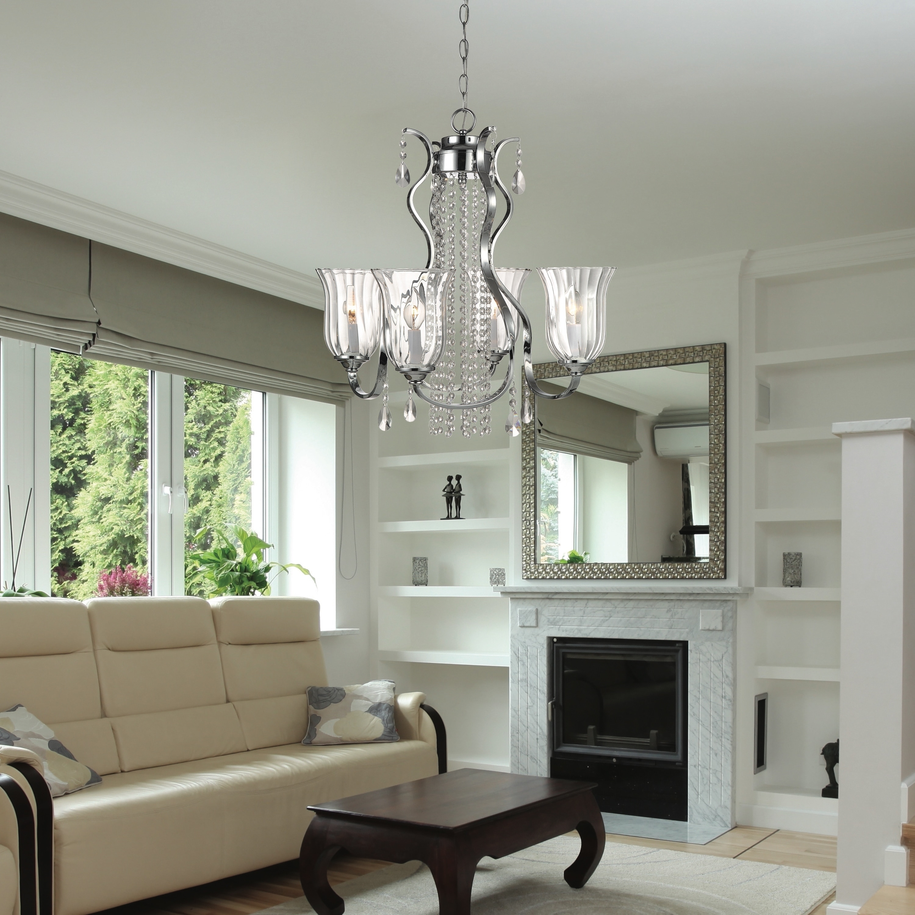 Decor Therapy Crystal/Steel 4-light Chandelier (Chrome) - Chandeliers For Bedrooms by Overstock.com