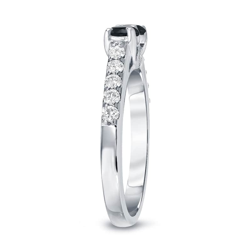 14k Gold Modern Round 3/4ct TDW 2-Stone Black Diamond Ring by Auriya (H-I, SI2-SI3)