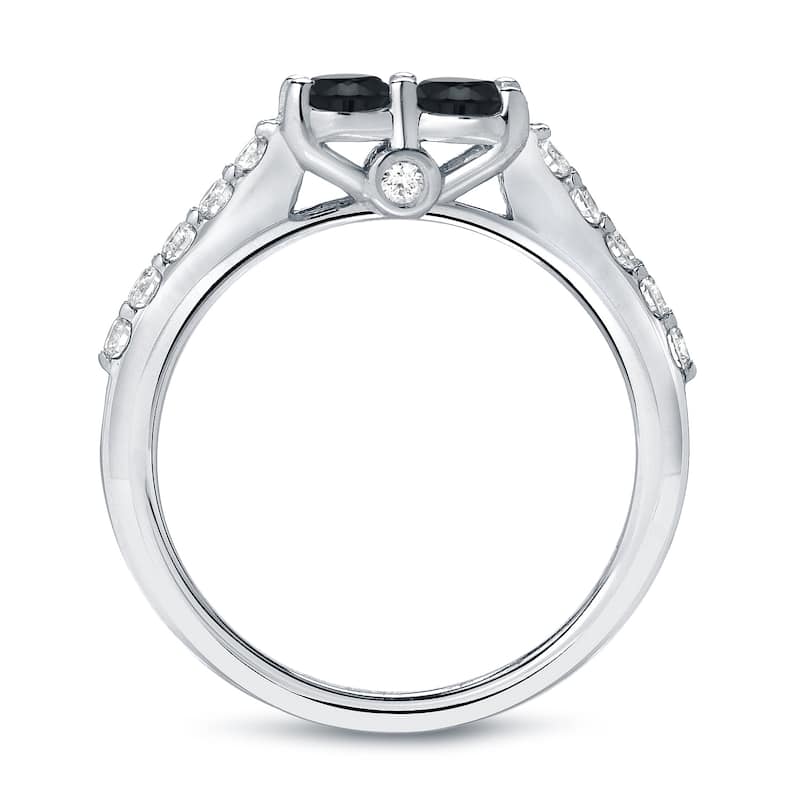 14k Gold Modern Round 1ct TDW 2-Stone Black Diamond Ring by Auriya