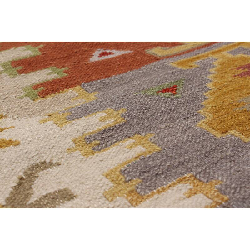 Flat-weave Ankara Cream Wool Kilim