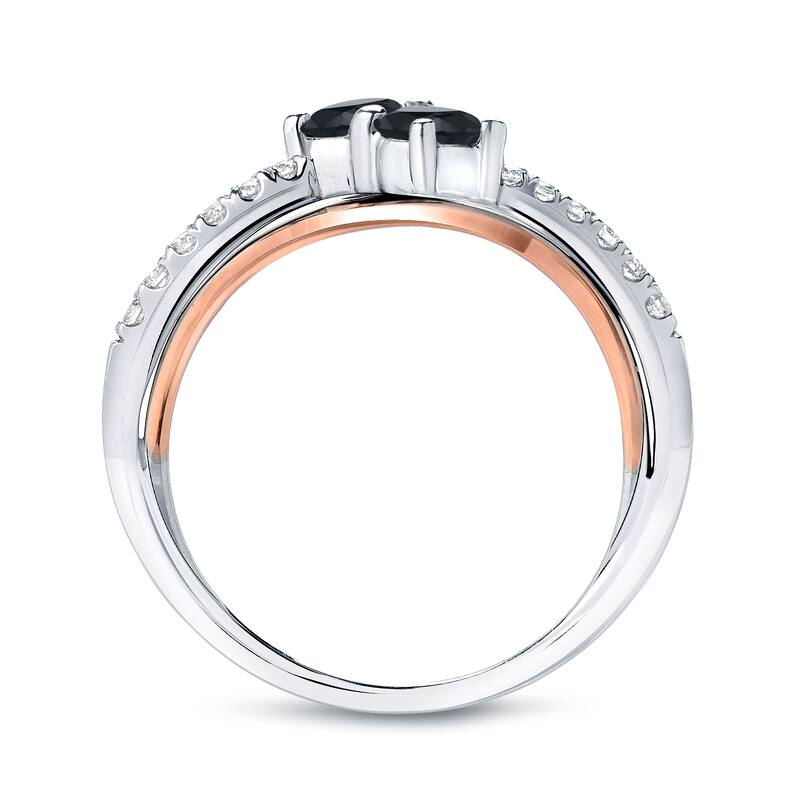 14k Two-Tone Rose Gold 1/2ct TDW 2-Stone Black Diamond Ring by Auriya