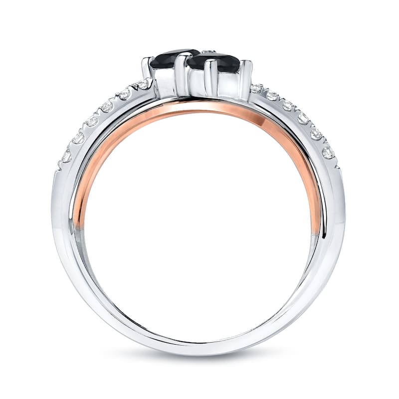 14k Two-Tone Rose Gold 3/4ct TDW 2-Stone Black Diamond Ring by Auriya (H-I, SI2-SI3)