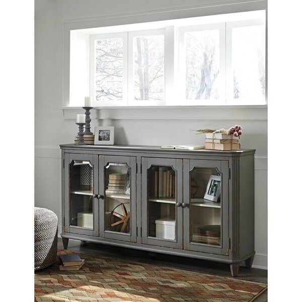 Signature Design by Ashley Mirimyn Antique Gray Accent Cabinet Credenza