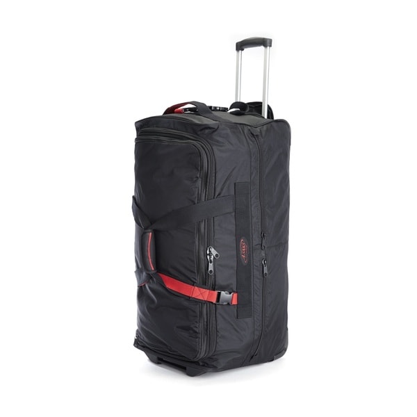 A. Saks Black Ballistic Nylon 25-inch Expandable Rolling Duffel Bag
