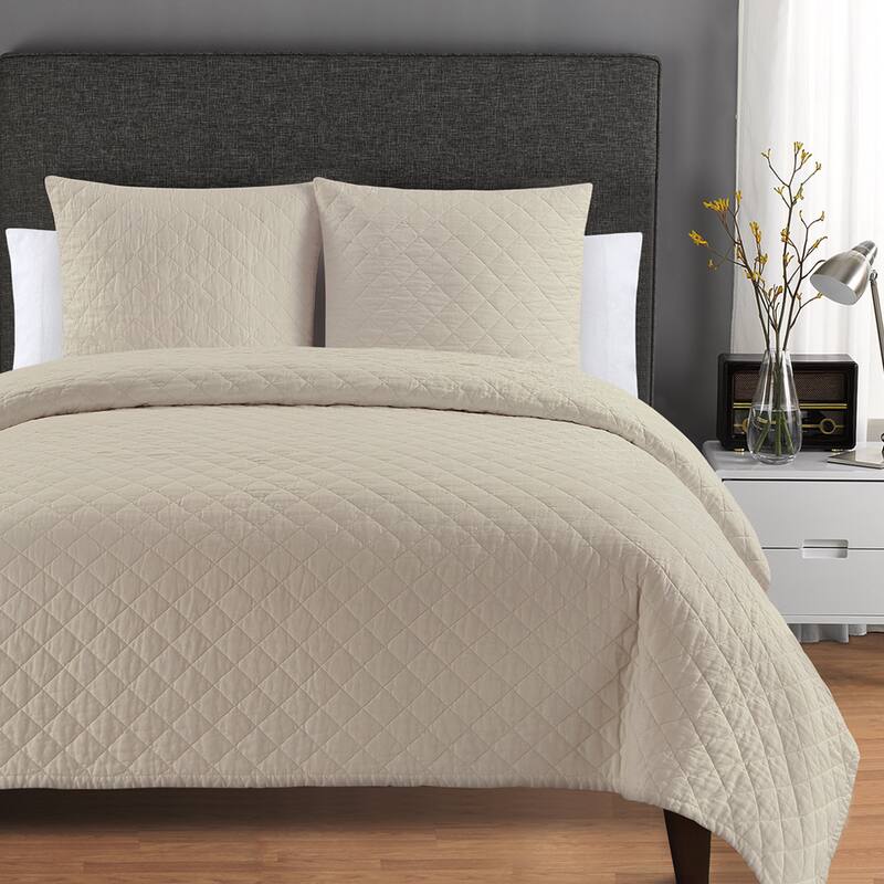 Quilted Washed Belgian Linen Euro Shams (Set of 2)