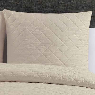 Quilted Washed Belgian Linen Euro Shams (Set of 2)