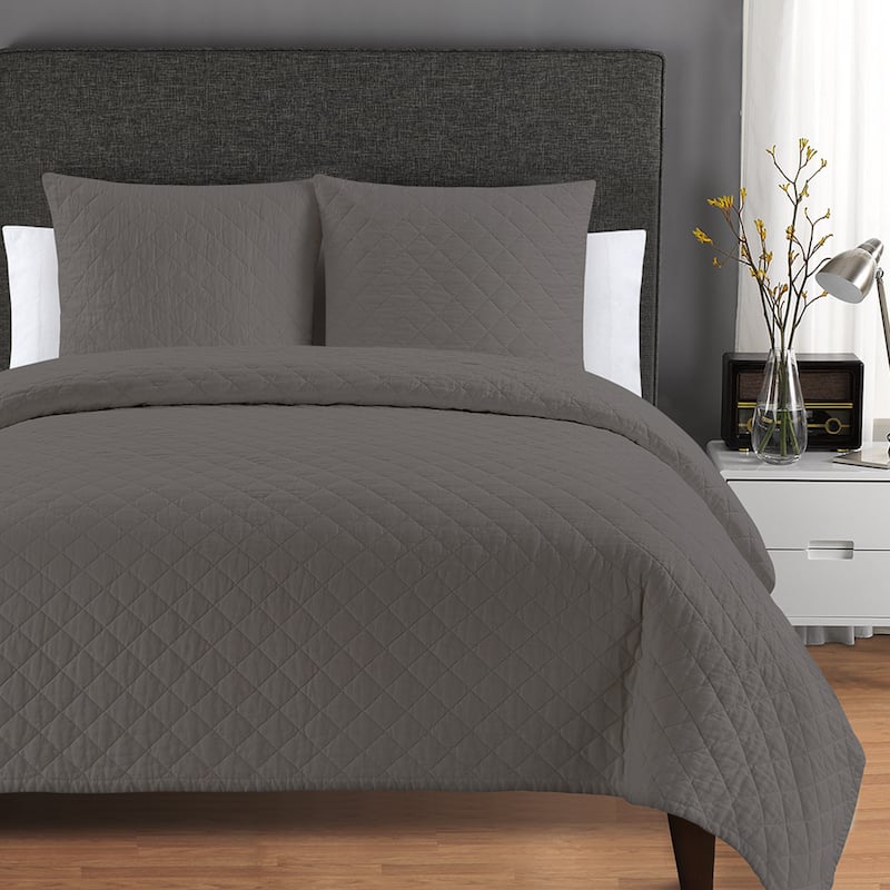 Quilted Washed Belgian Linen Euro Shams (Set of 2)