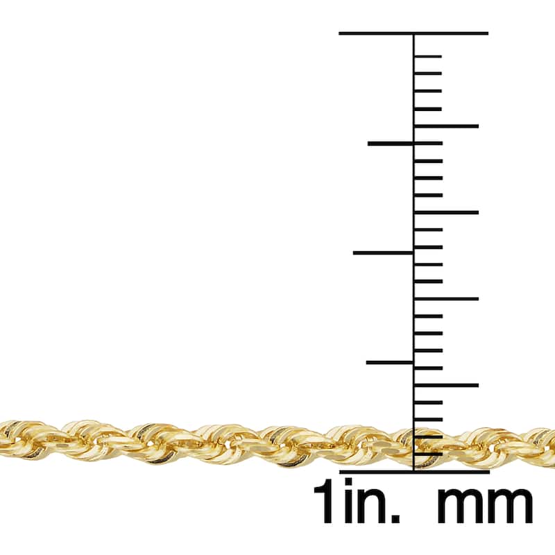 Fremada Unisex 14k Yellow Gold 2.5-mm Solid Rope Chain 16 - 36-inch Necklace