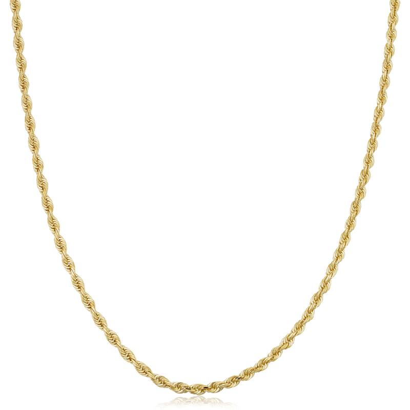 Fremada Unisex 14k Yellow Gold 2.5-mm Solid Rope Chain 16 - 36-inch Necklace