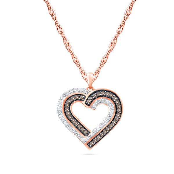 10k Rose Gold 1/4ct TDW Champagne Diamond Pendant Necklace