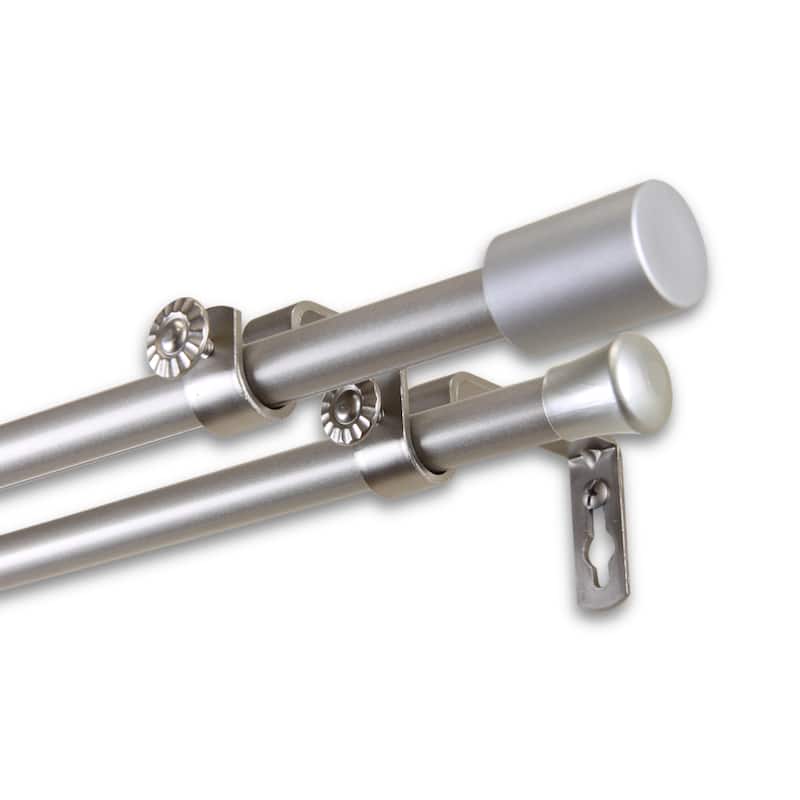 Angela 5/8-inch Adjustable Double Curtain Rod - 28-48 Inch - satin nickel