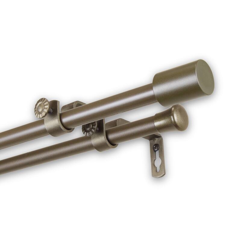 Angela 5/8-inch Adjustable Double Curtain Rod - 28-48 Inch - Antique Gold