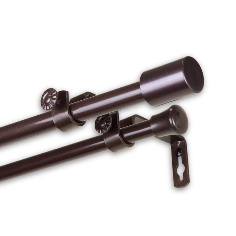Angela 5/8-inch Adjustable Double Curtain Rod - 28-48 Inch - Cocoa
