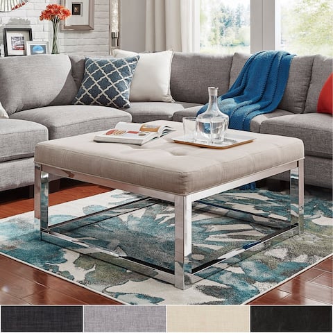 Solene Square Base Ottoman Coffee Table - Chrome by iNSPIRE Q Bold
