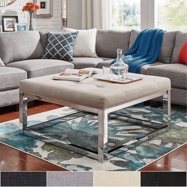 Shop Solene Square Base Ottoman Coffee Table - Chrome by ...