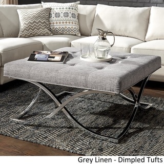 Solene X Base Square Ottoman Coffee Table - Chrome by INSPIRE Q