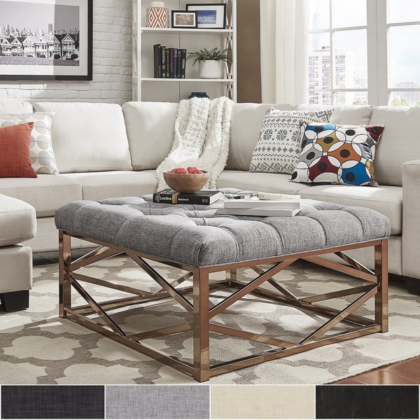 Solene Geometric Base Square Ottoman Coffee Table ...