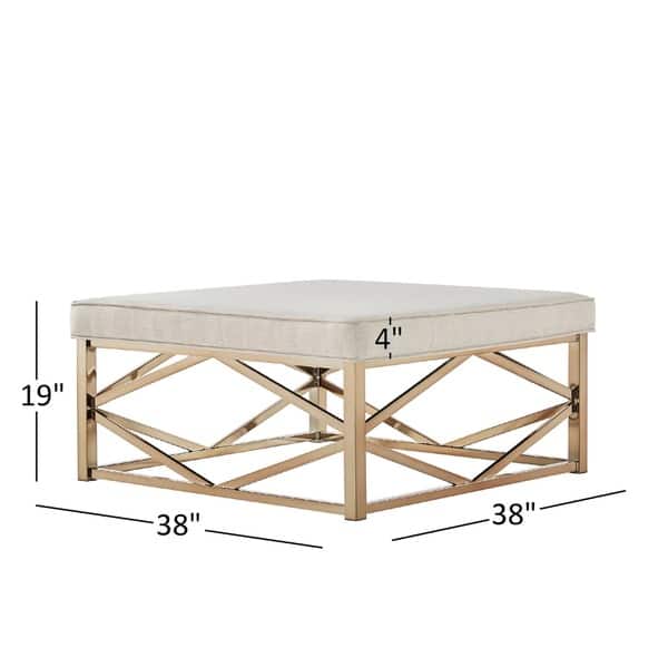 Solene Geometric Base Square Ottoman Coffee Table - Champagne Gold by iNSPIRE Q Bold