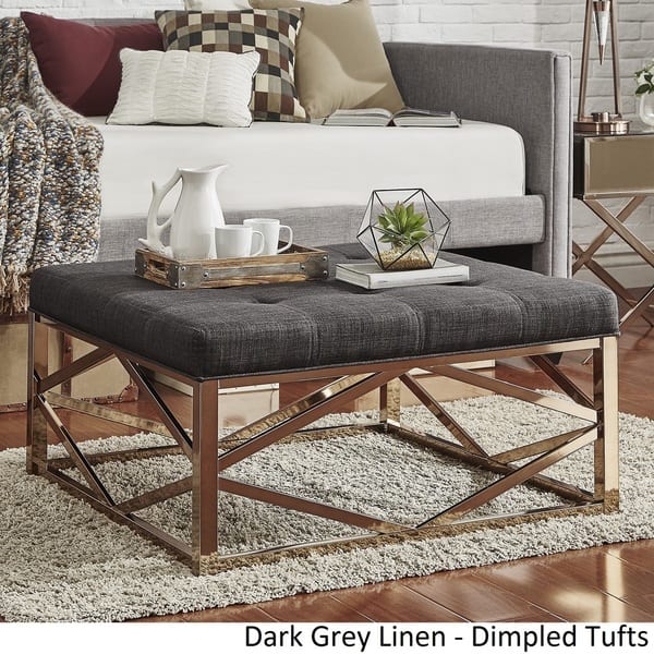 Solene Geometric Base Square Ottoman Coffee Table Champagne Gold By Inspire Q Bold Overstock 13470890