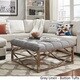 preview thumbnail 13 of 21, Solene Geometric Base Square Ottoman Coffee Table - Champagne Gold by iNSPIRE Q Bold Button Tufts - Grey Linen