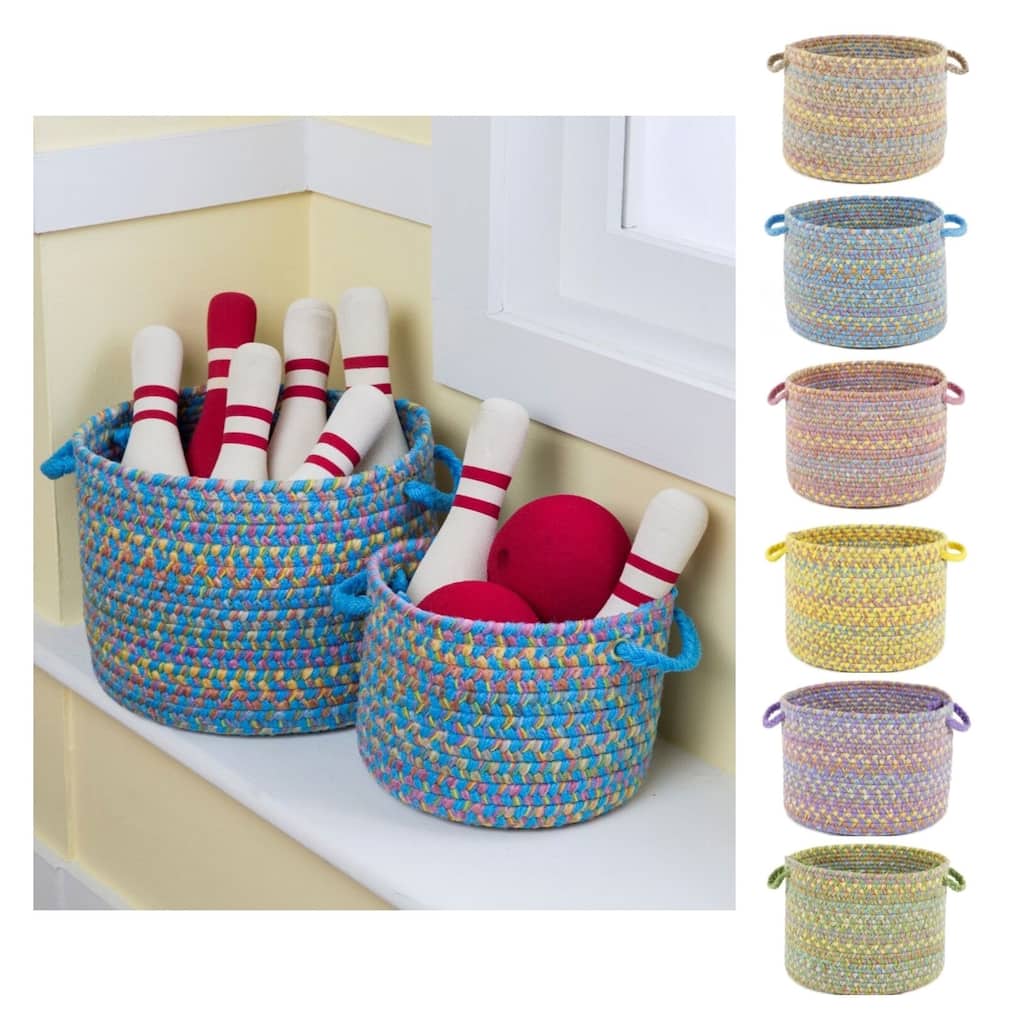 Playful Multicolored Braided Basket by Rhody Rug