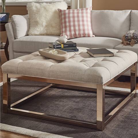 Solene Square Champagne Gold Ottoman Coffee Table by iNSPIRE Q Bold