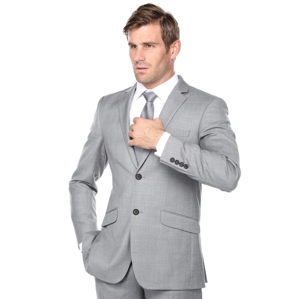 Verno Men&#39;s Grey Wool Classic Fit Three-piece Suit - Free Shipping Today - 0 - 20158226