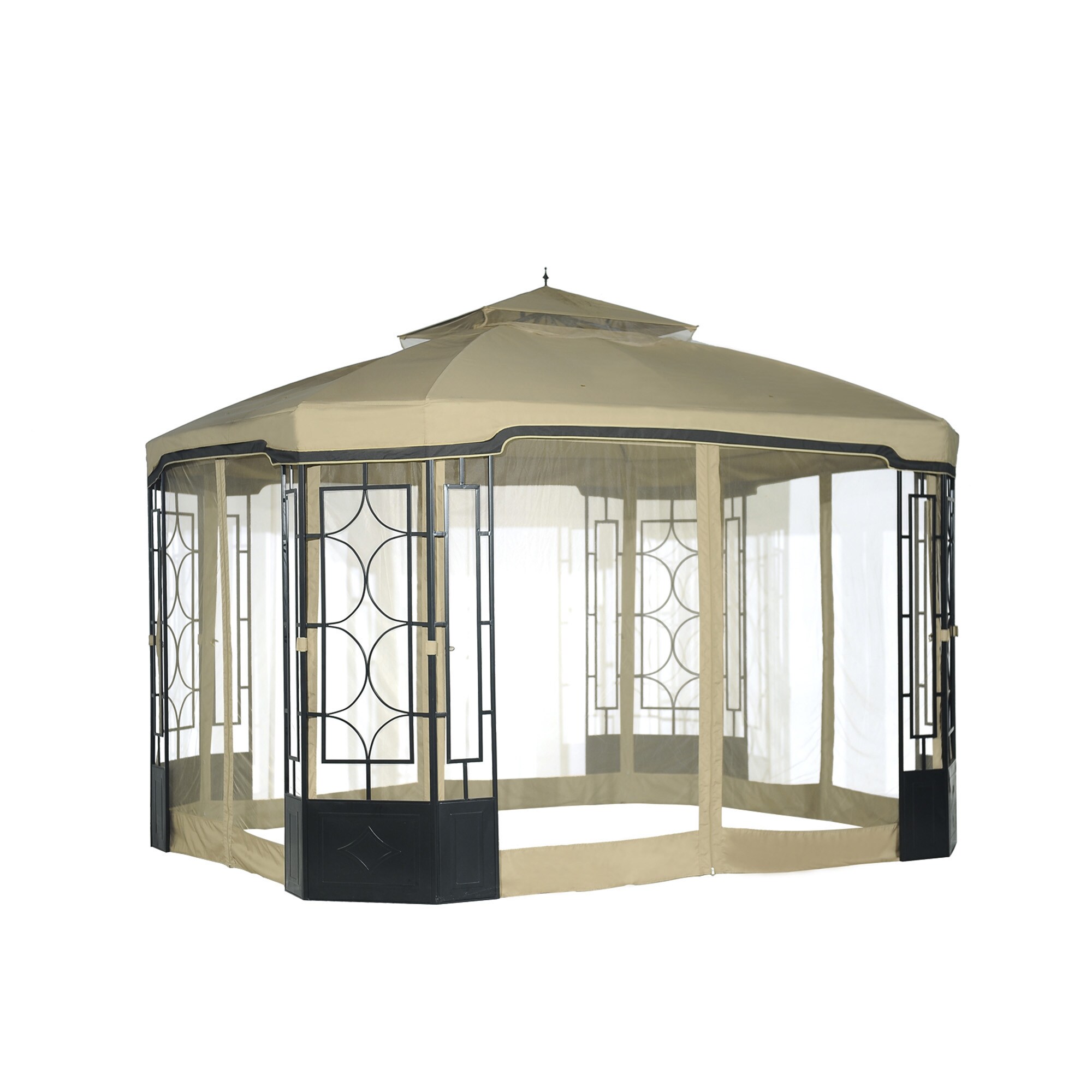 Sunjoy 10x10 Hampton Soft Top Steel Gazebo With Netting