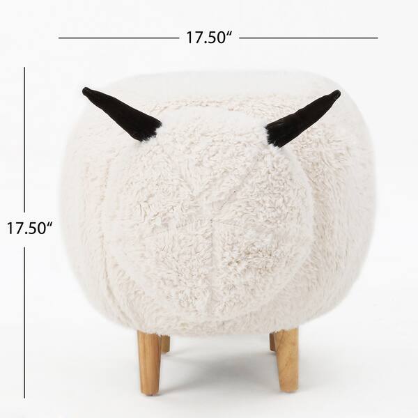 dimension image slide 3 of 2, Pearcy Faux Fur Sheep Ottoman by Christopher Knight Home - 26.75" L x 17.50" W x 18.00" H
