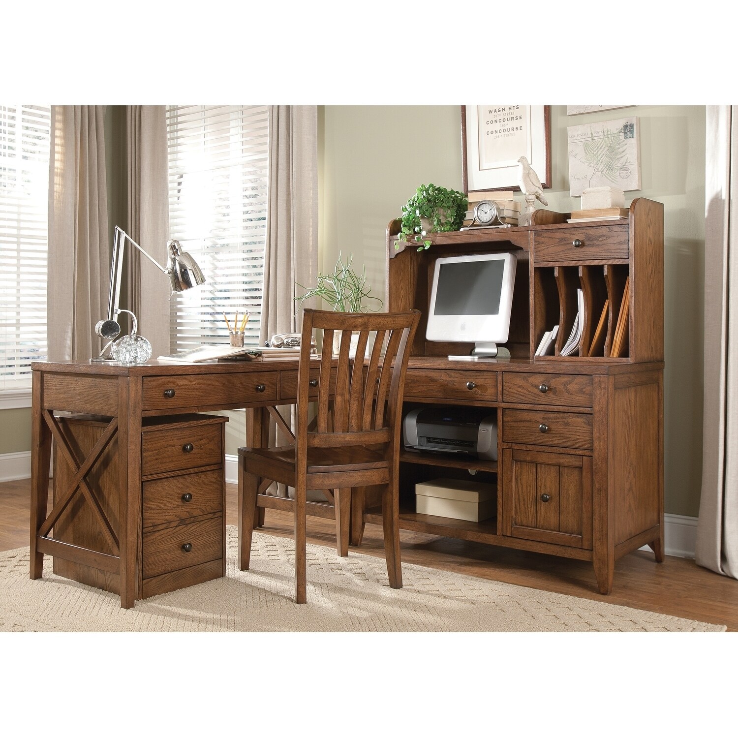 Shop Hearthstone Rustic Oak Computer Credenza Overstock 13471126