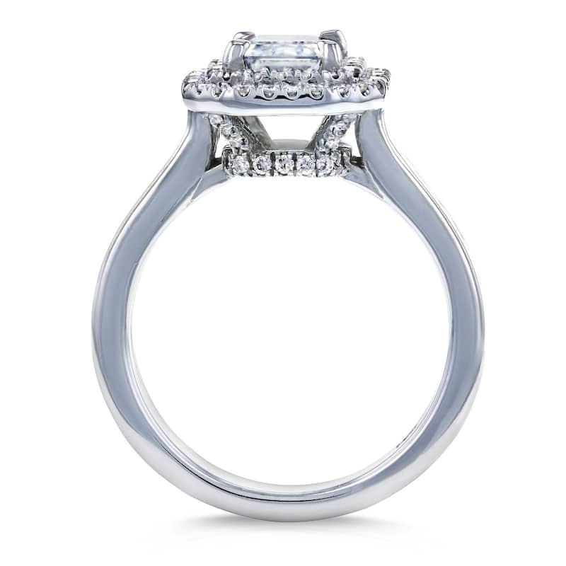 Annello by Kobelli 14k Gold 1ct Emerald Moissanite and 1/3ct TDW Diamonds Parallel Split Shank Engagement Ring