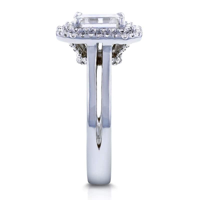 Annello by Kobelli 14k Gold 1ct Emerald Moissanite and 1/3ct TDW Diamonds Parallel Split Shank Engagement Ring
