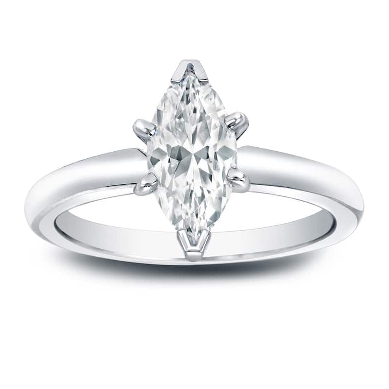 Auriya 1ctw Solitaire Marquise Diamond Engagement Ring Platinum (I-J, I1-I2)