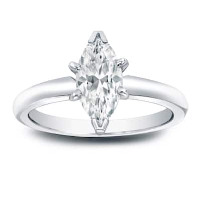 Auriya 1ctw Solitaire Marquise Diamond Engagement Ring Platinum (I-J, I1-I2)