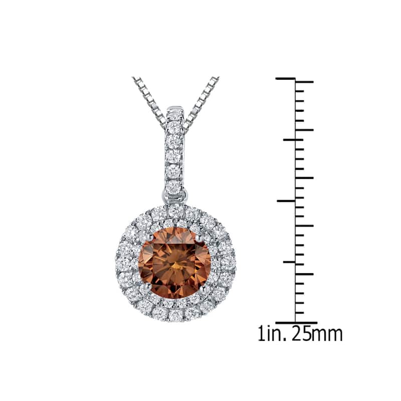 Auriya 14k Gold 2 3/5ct TDW Round Double Halo Brown Diamond Necklace (H-I, SI1-SI2)
