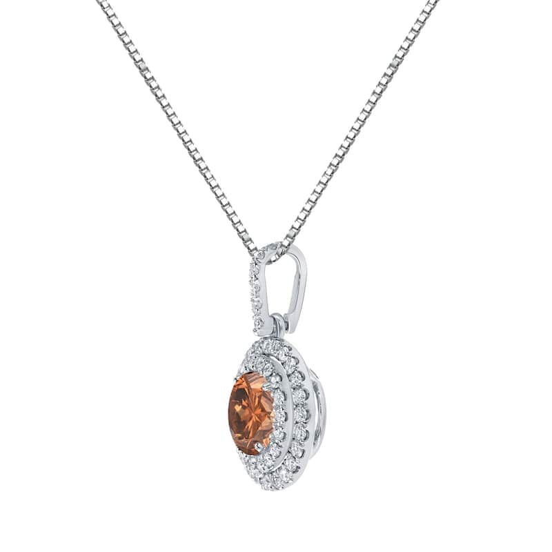 Auriya 14k Gold 3 1/8ct TDW Round Double Halo Brown Diamond Necklace (H-I, SI1-SI2)